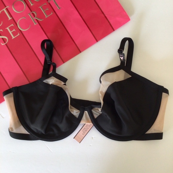 VICTORIA SECRET BLACK NUDE LINED DEMI BRA 34DD NWT - Picture 6 of 16